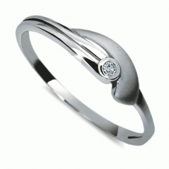 Briliantový prsten Danfil DF1662, materiál bílé zlato 585/1000, 1x briliant SI1/G = 0.015 ct, váha: