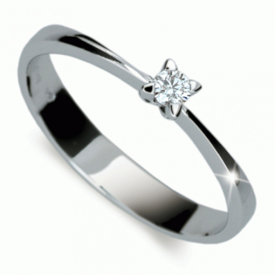 Briliantový prsten Danfil DF1958, materiál bílé zlato 585/1000, 1x briliant SI1/G = 0.080 ct, váha: