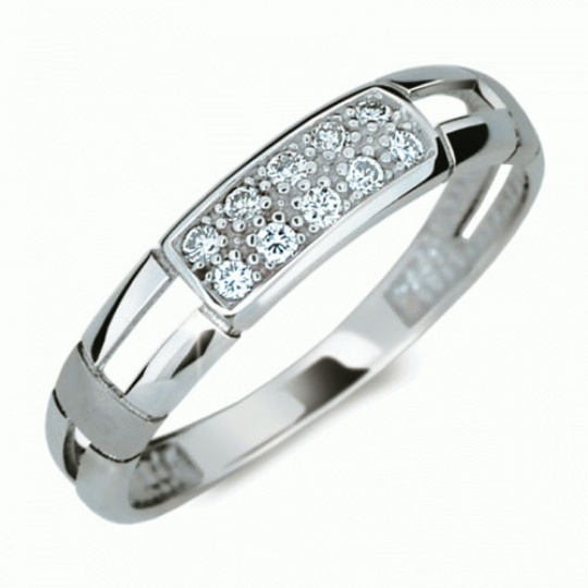 Briliantový prsten Danfil DF2033, materiál bílé zlato 585/1000, 10x briliant = 0.100 ct, váha: 1.55g