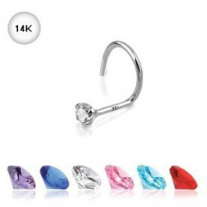 Zlatý piercing ZPN020, materiál 14-ti karátové bílé zlato, zirkon, váha: 0.15g Zlatý piercing ZPN020, materiál 14-ti karátové bílé zlato, zirkon, váha: 0.15g