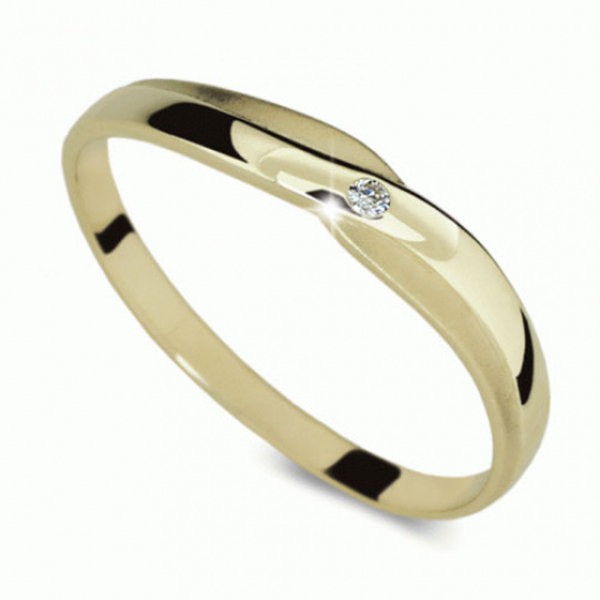 Briliantový prsten Danfil DF2006Z, materiál žluté zlato 585/1000, 1x briliant SI1/G = 0.015 ct, váha