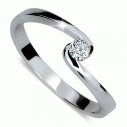 Briliantový prsten Danfil DF1934, materiál bílé zlato 585/1000, 1x briliant SI1/G = 0.095 ct, váha: