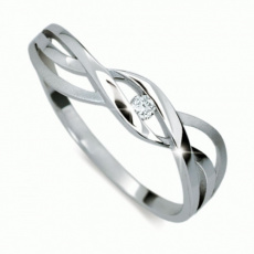 Briliantový prsten Danfil DF1843, materiál bílé zlato 585/1000, 1x briliant SI1/G = 0.026 ct, váha: