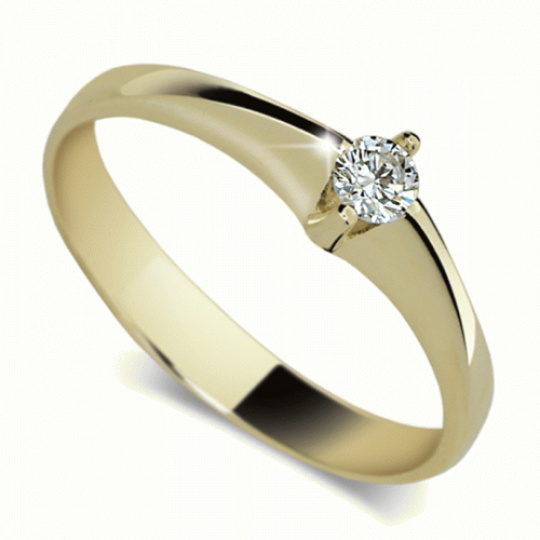 Briliantový prsten Danfil DF1956Z, materiál žluté zlato 585/1000, 1x briliant SI1/G = 0.115 ct, váha