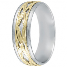 Snubní prsteny kolekce DANA1-A, materiál bílé, žluté zlato 585/1000, váha: u velikosti 54mm - 4.60g