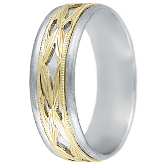 Snubní prsteny kolekce DANA1-A, materiál bílé, žluté zlato 585/1000, váha: u velikosti 54mm - 4.60g