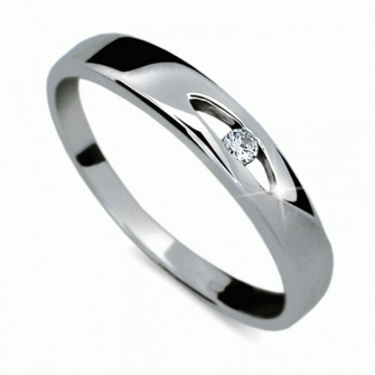Briliantový prsten Danfil DF1281, materiál bílé zlato 585/1000, 1x briliant SI1/G = 0.025 ct, váha: