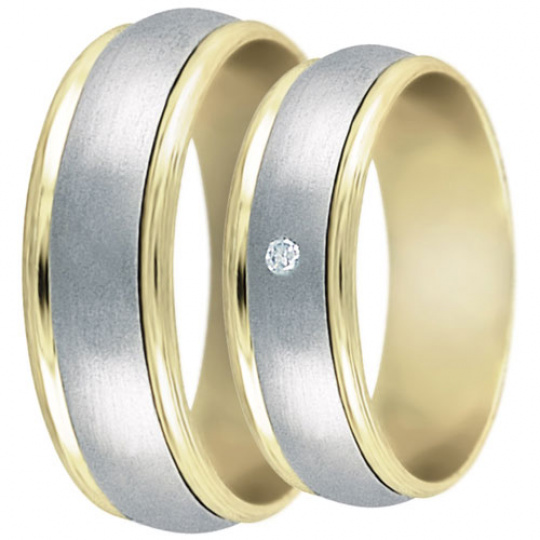 Snubní prsteny kolekce DANA1, materiál bílé, žluté zlato 585/1000, zirkon, váha: u velikosti 54mm -