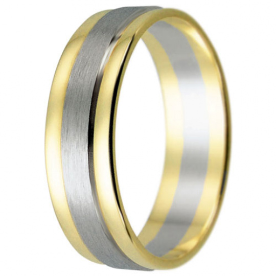 Snubní prsteny kolekce HARMONY14, materiál bílé, žluté zlato 585/1000, váha: u velikosti 54mm - 4.40