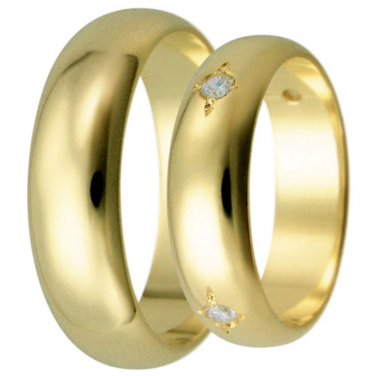 Snubní prsteny kolekce HARMONY32-33, materiál žluté zlato 585/1000, zirkon, váha: u velikosti 54mm -