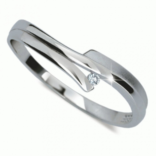Briliantový prsten Danfil DF2000, materiál bílé zlato 585/1000, 1x briliant SI1/G = 0.014 ct, váha: