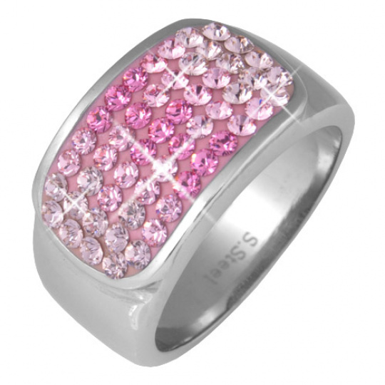 Prsten s krystaly Swarovski RSSW11-ROSE