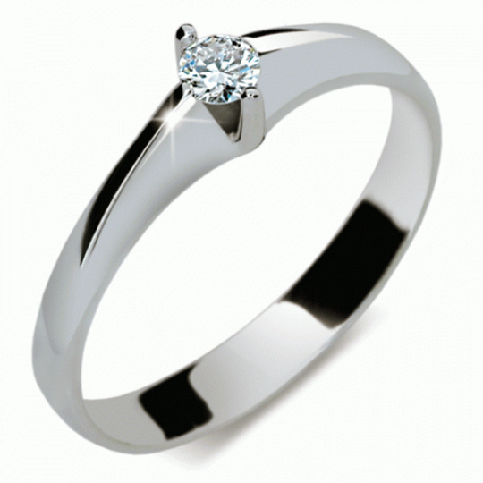 Briliantový prsten Danfil DF1956, materiál bílé zlato 585/1000, 1x briliant SI1/G = 0.114 ct, váha: