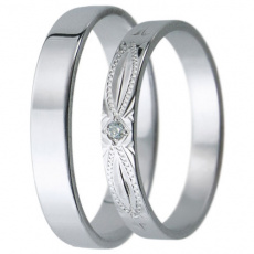 Snubní prsteny kolekce D31, materiál bílé zlato 585/1000, zirkon , váha: u velikosti 54mm - 2.40g