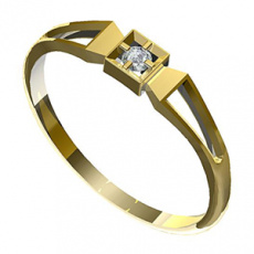 Zásnubní prsten s briliantem Leonka  006, materiál žluté zlato  585/1000, briliant SI1/G - 2.25mm, v