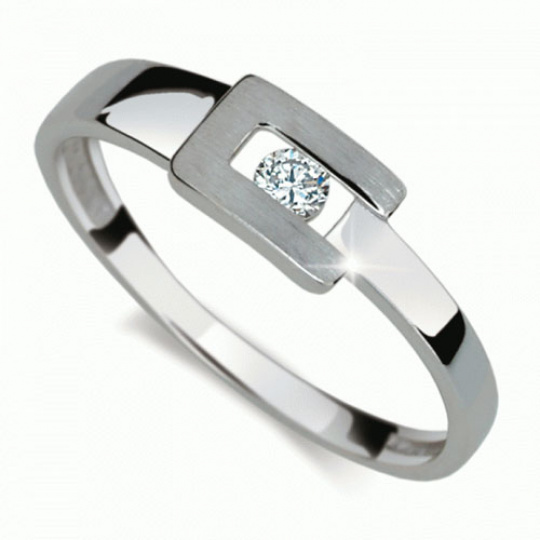 Briliantový prsten Danfil DF2039, materiál bílé zlato 585/1000, 1x briliant SI1/G = 0.080 ct, váha: