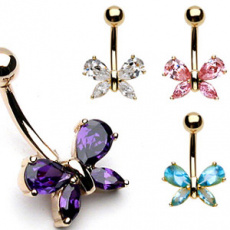 Zlatý piercing ZPP033, materiál 14-ti karátové žluté zlato, zirkon, váha: 1.96g Zlatý piercing ZPP033, materiál 14-ti karátové žluté zlato, zirkon, váha: 1.96g