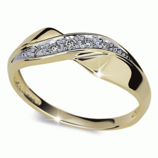 Briliantový prsten Danfil DF1915Z, materiál žluté zlato 585/1000, 5x briliant SI1/G = 0.072 ct, váha