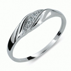 Briliantový prsten Danfil DF2084, materiál bílé zlato 585/1000, 3x briliant SI1/G = 0.022 ct, váha: