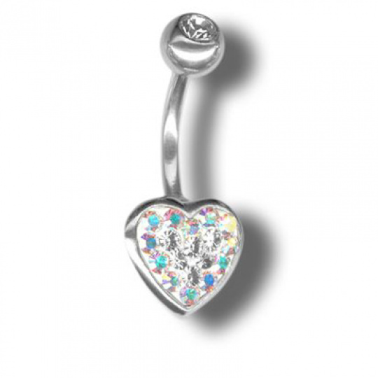 Piercing s krystaly Swarovski Heart01 F
