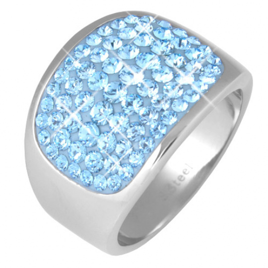 Prsten s krystaly Swarovski RSSW10-AQUA