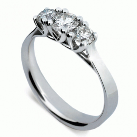 Briliantový prsten Danfil DF1924, materiál bílé zlato 585/1000, 3x briliant SI1/G = 0.677 ct, váha: