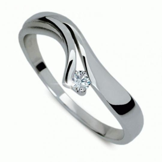 Briliantový prsten Danfil DF1853, materiál bílé zlato 585/1000, 1x briliant SI1/G = 0.075 ct, váha: