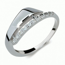Briliantový prsten Danfil DF2048, materiál bílé zlato 585/1000, 10x briliant SI1/G = 0.100 ct, váha: