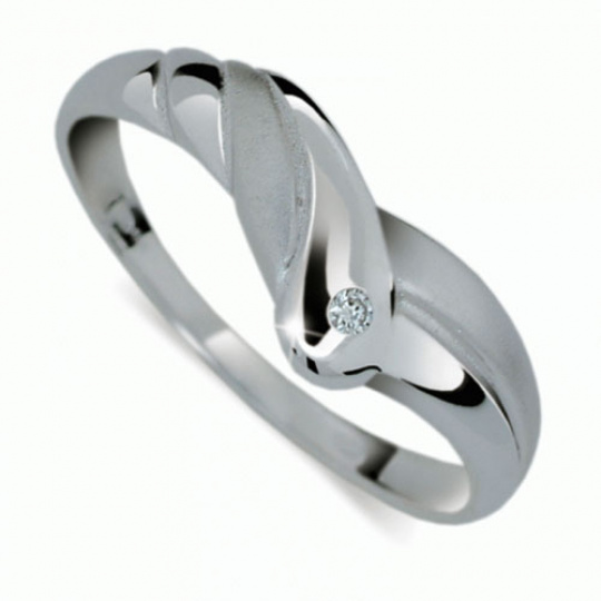 Briliantový prsten Danfil DF1841, materiál bílé zlato 585/1000, 1x briliant SI1/G = 0.011 ct, váha: