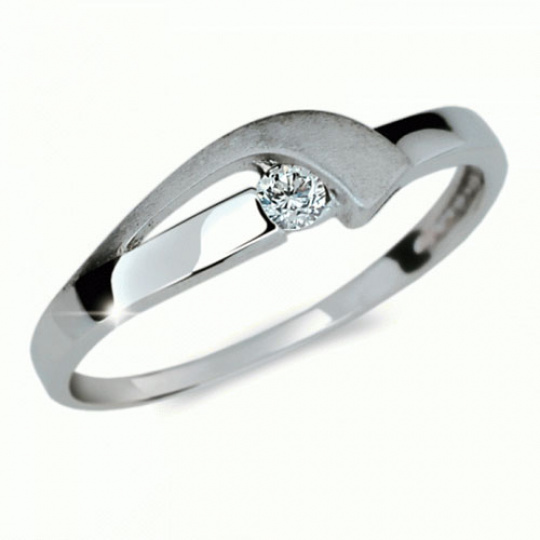 Briliantový prsten Danfil DF1779, materiál bílé zlato 585/1000, 1x briliant SI1/G = 0.072 ct, váha: