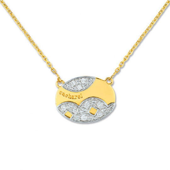 Zlatý náhrdelník Cacharel XG501XB3, materiál žluté a bílé zlato 585/1000, diamant-0.14 ct, váha: 6.1