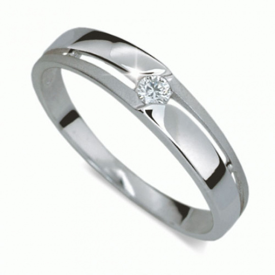 Briliantový prsten Danfil DF1660, materiál bílé zlato 585/1000, 1x briliant SI1/G = 0.061 ct, váha: