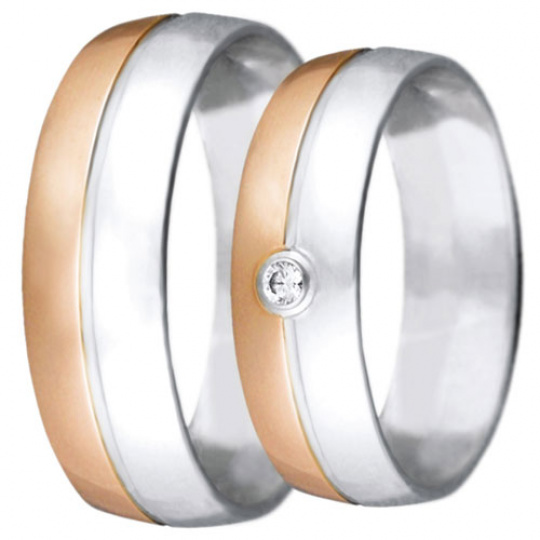 Snubní prsteny kolekce VIOLA_23, materiál červené, bílé zlato 585/1000, zirkon, váha: u velikosti 54 Snubní prsteny kolekce VIOLA_23, materiál červené, bílé zlato 585/1000, zirkon, váha: u velikosti 54