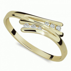 Briliantový prsten Danfil DF1950Z, materiál žluté zlato 585/1000, 6x briliant SI1/G = 0.075 ct, váha