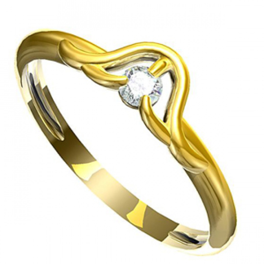 Zásnubní prsten s briliantem Leonka  005, materiál žluté zlato  585/1000, briliant SI1/G - 3.00mm, v