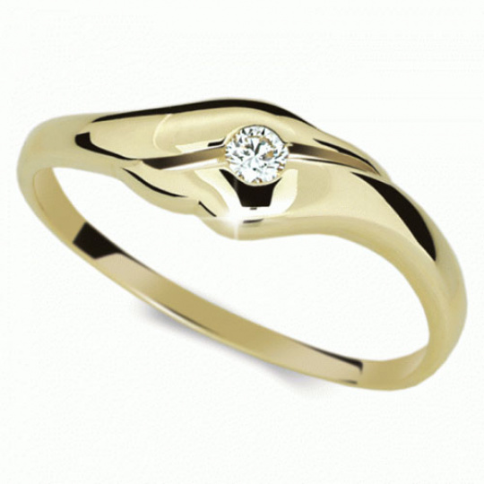 Briliantový prsten Danfil DF1838Z, materiál žluté zlato 585/1000, 1x briliant SI1/G = 0.065 ct, váha