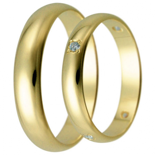 Snubní prsteny kolekce HARMONY26-27, materiál žluté zlato 585/1000, zirkon, váha: u velikosti 54mm -
