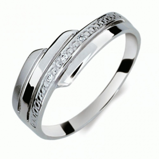 Briliantový prsten Danfil DF1844, materiál bílé zlato 585/1000, 3x briliant SI1/G = 0.018 ct, váha: