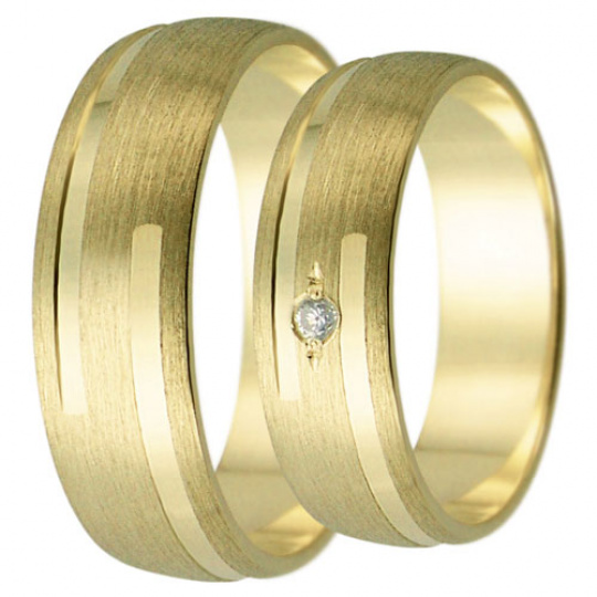 Snubní prsteny kolekce HARMONY24, materiál žluté zlato 585/1000, zirkon, váha: u velikosti 54mm - 5.